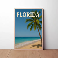 Florida Tropical Beach Scene Vintage Travel Poster PosterGoat
