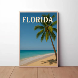 Florida Tropical Beach Scene Vintage Travel Poster PosterGoat