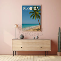 Florida Tropical Beach Scene Vintage Travel Poster PosterGoat