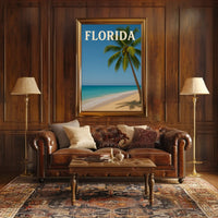 Florida Tropical Beach Scene Vintage Travel Poster PosterGoat