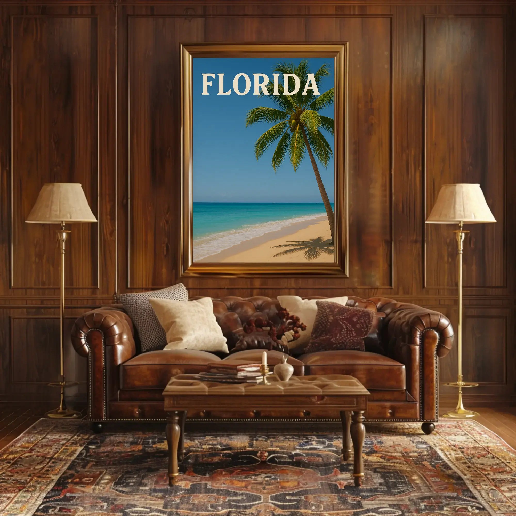 Florida Tropical Beach Scene Vintage Travel Poster PosterGoat