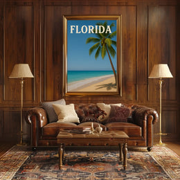 Florida Tropical Beach Scene Vintage Travel Poster PosterGoat