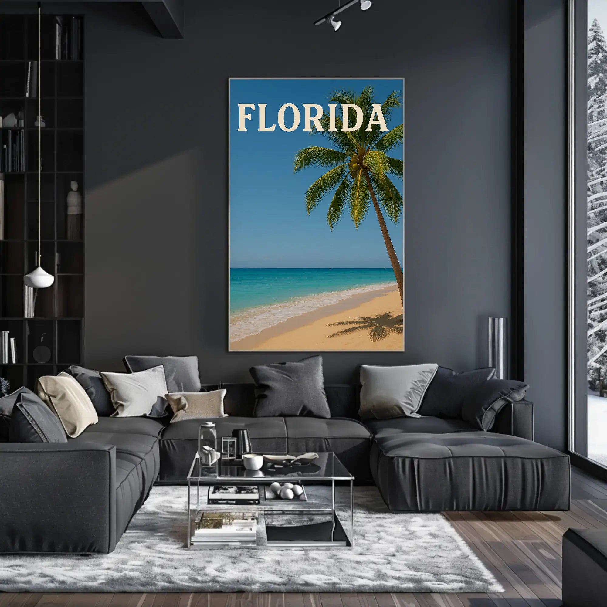 Florida Tropical Beach Scene Vintage Travel Poster PosterGoat