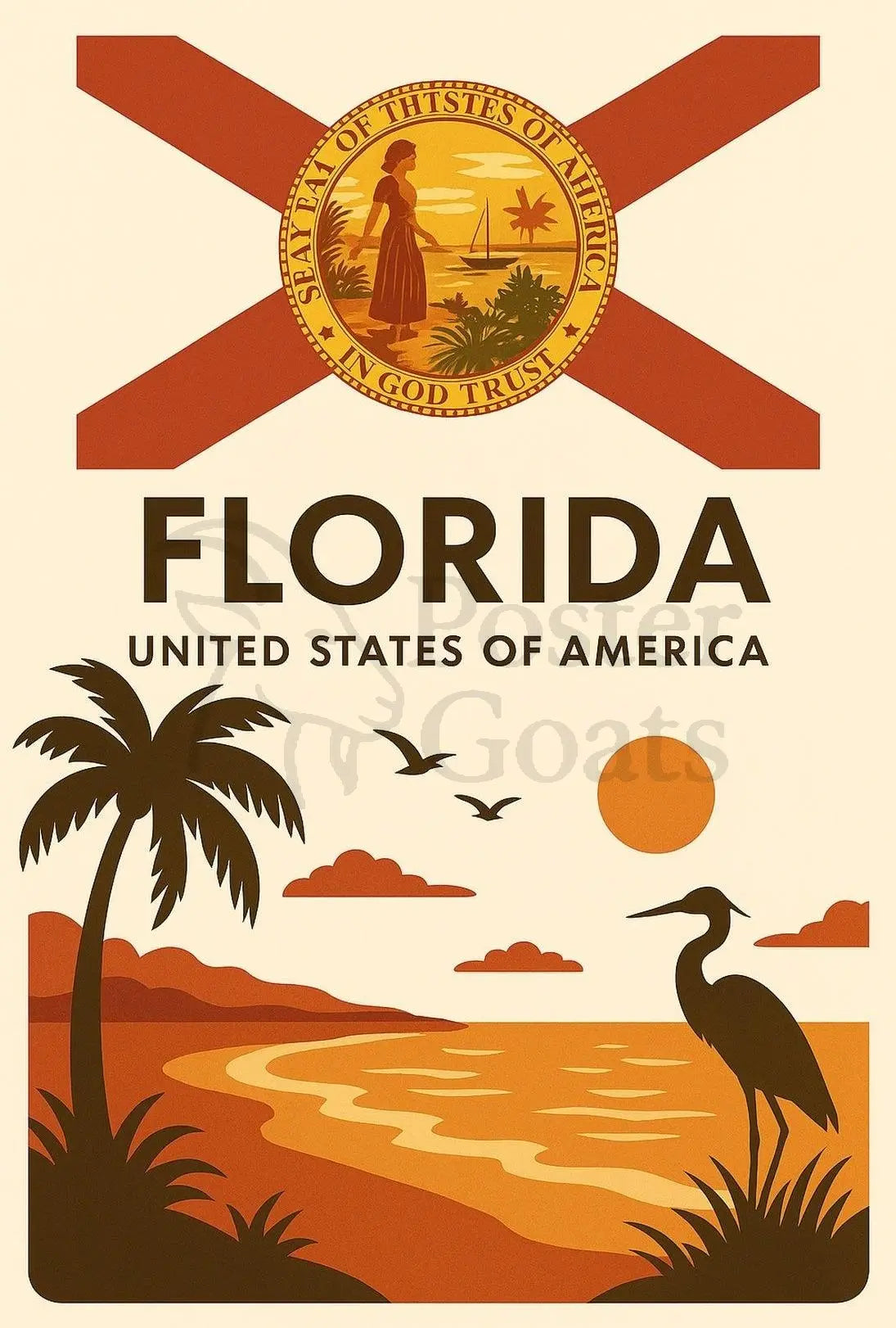 Florida Tropical Beauty Sunset Travel Poster PosterGoat
