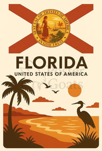 Florida Tropical Beauty Sunset Travel Poster PosterGoat