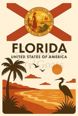 Florida Tropical Beauty Sunset Travel Poster PosterGoat