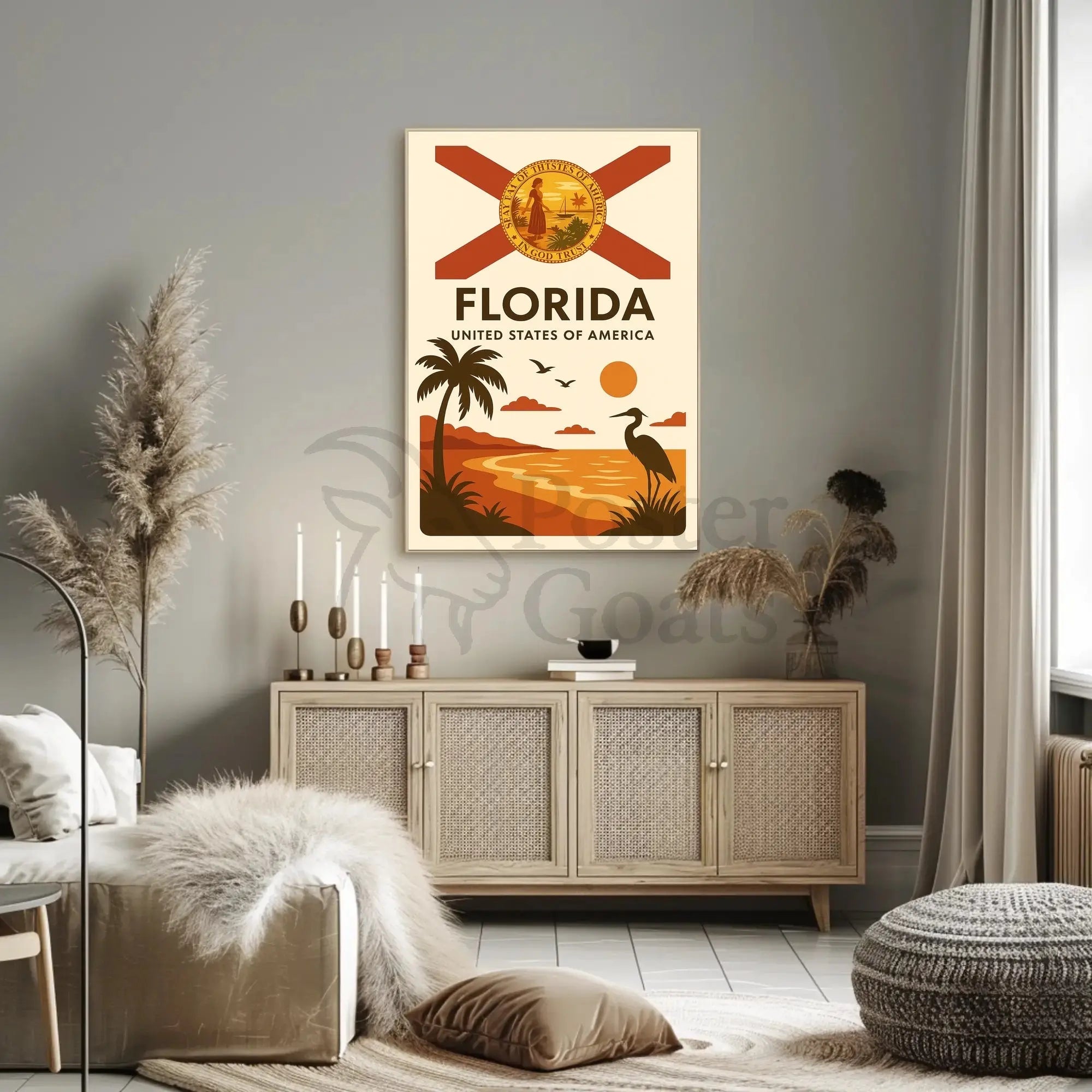 Florida Tropical Beauty Sunset Travel Poster PosterGoat