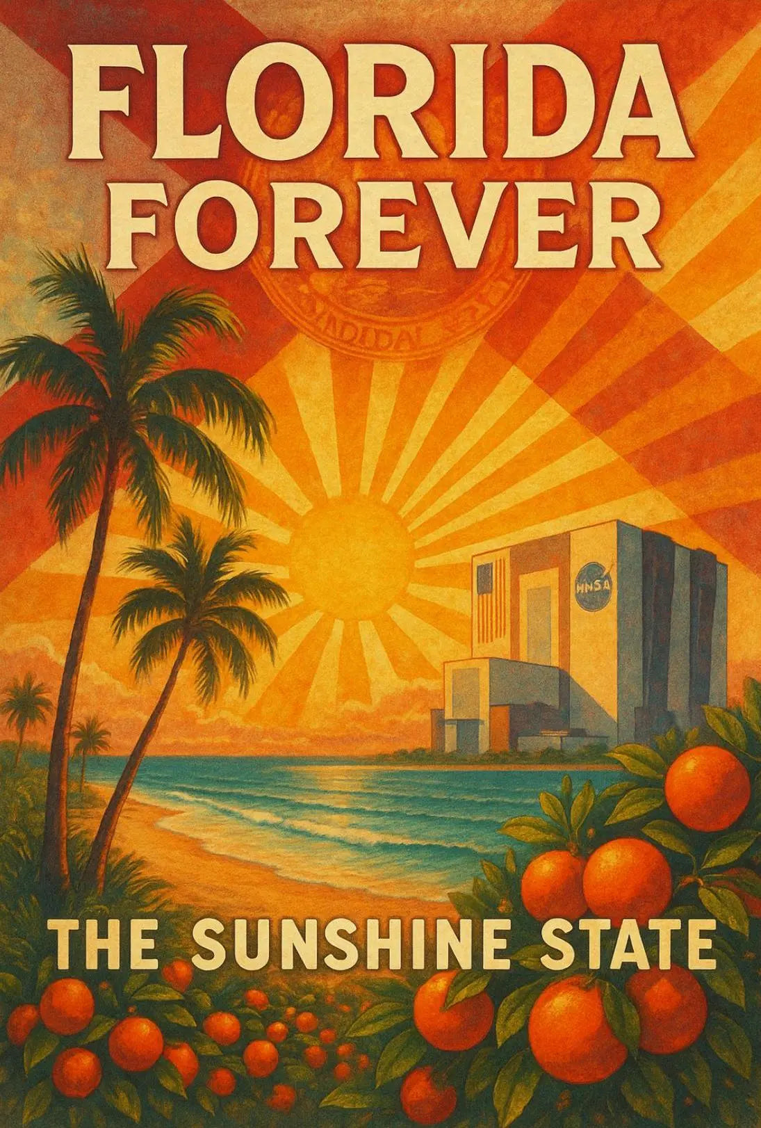 Florida's Iconic Sunshine Vintage Travel Poster PosterGoat