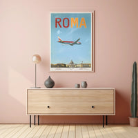 Fly Over Rome: Vintage Travel Poster PosterGoat