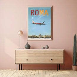 Fly Over Rome: Vintage Travel Poster PosterGoat