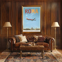 Fly Over Rome: Vintage Travel Poster PosterGoat