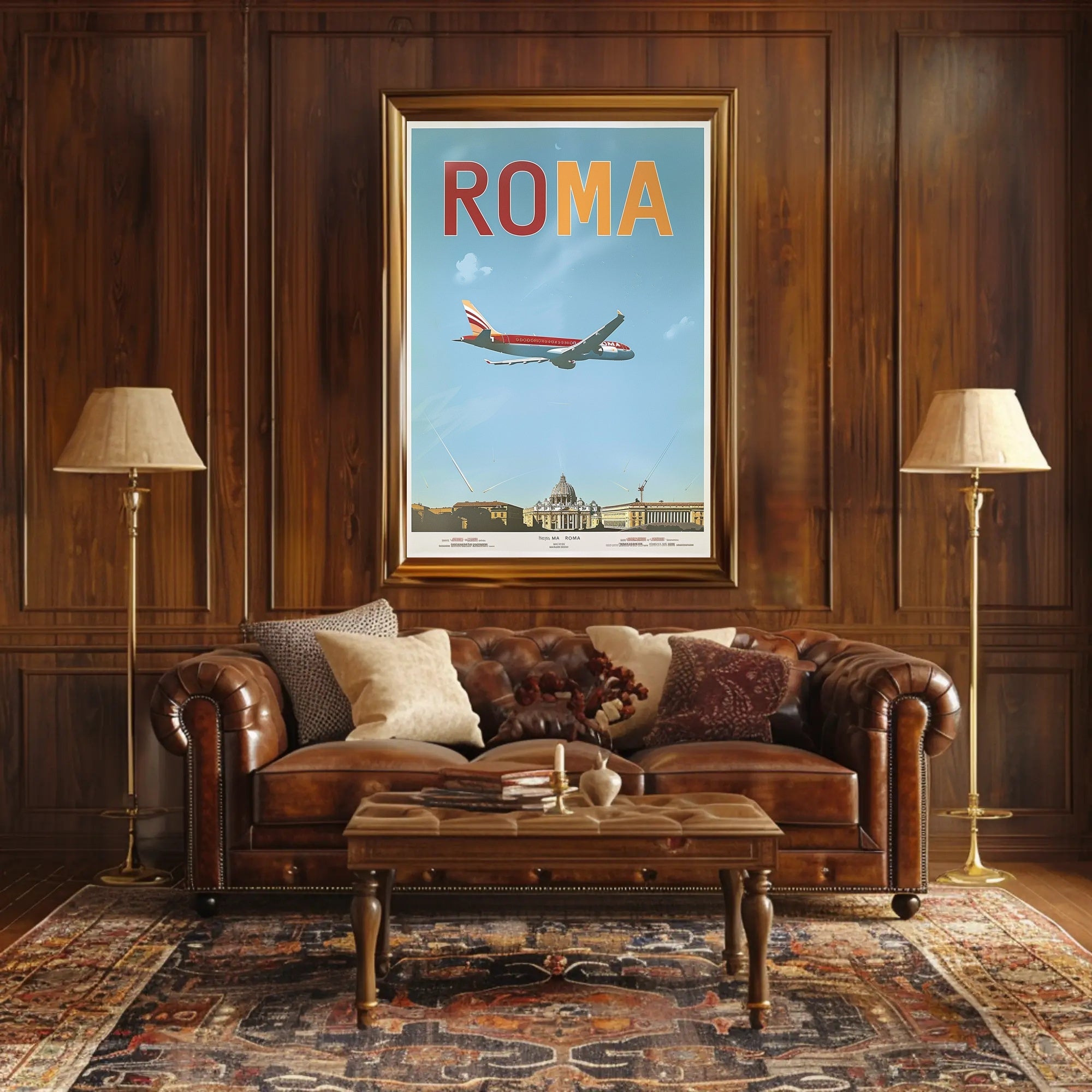 Fly Over Rome: Vintage Travel Poster PosterGoat