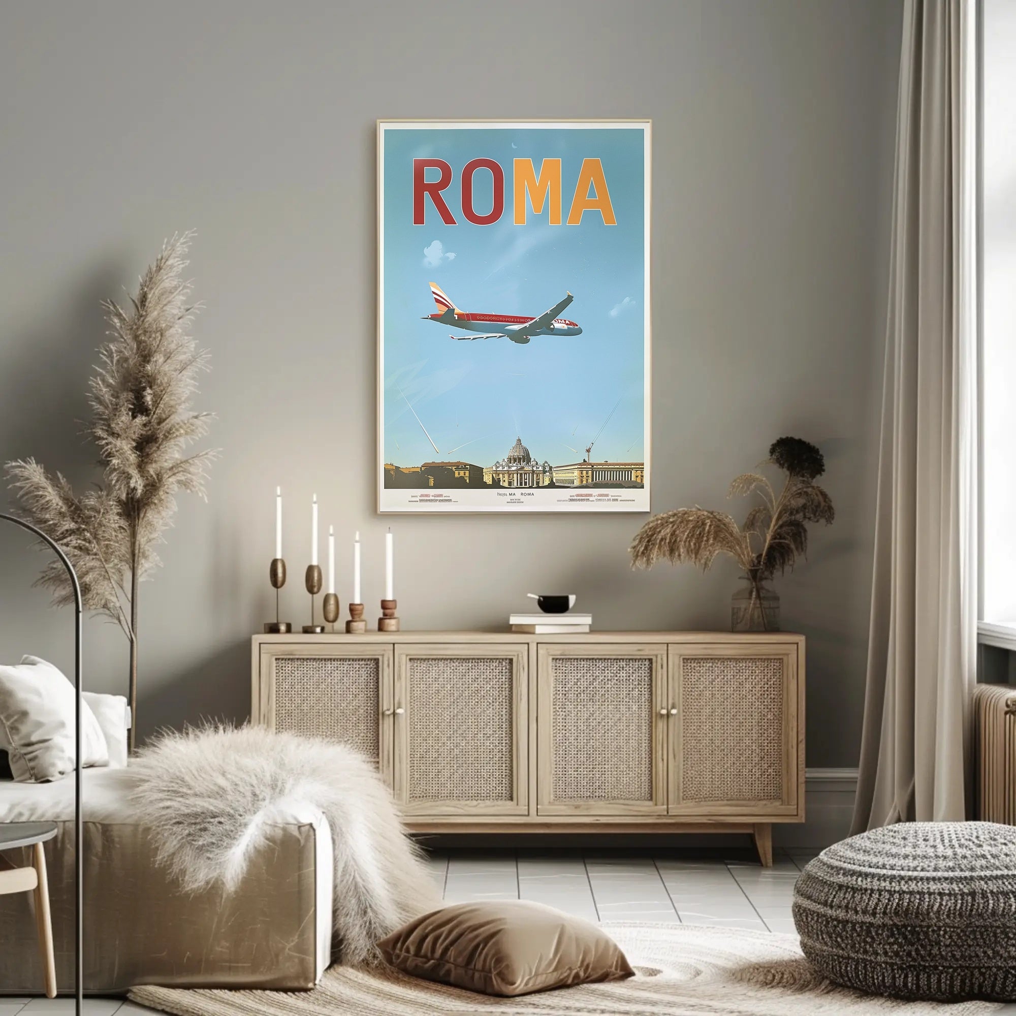Fly Over Rome: Vintage Travel Poster PosterGoat
