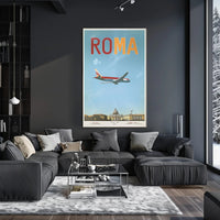 Fly Over Rome: Vintage Travel Poster PosterGoat