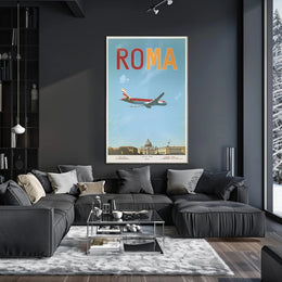 Fly Over Rome: Vintage Travel Poster PosterGoat