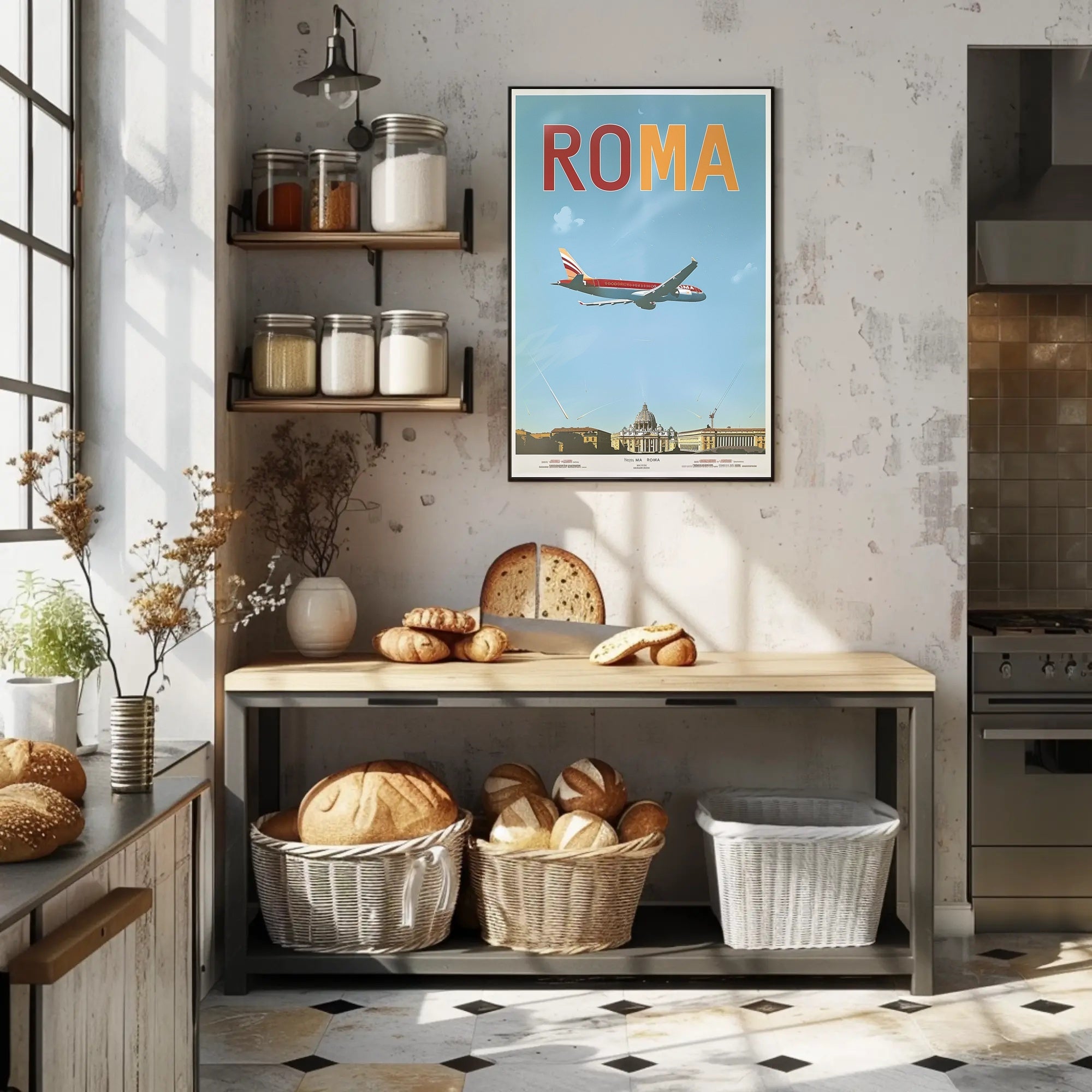 Fly Over Rome: Vintage Travel Poster PosterGoat
