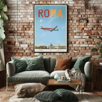 Fly Over Rome: Vintage Travel Poster PosterGoat