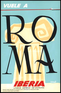 Fly to Rome with Iberia: Vintage Travel Poster PosterGoat