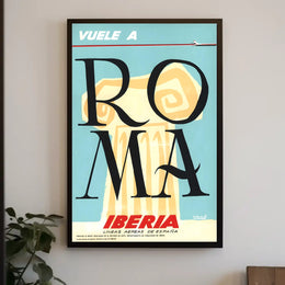 Fly to Rome with Iberia: Vintage Travel Poster PosterGoat