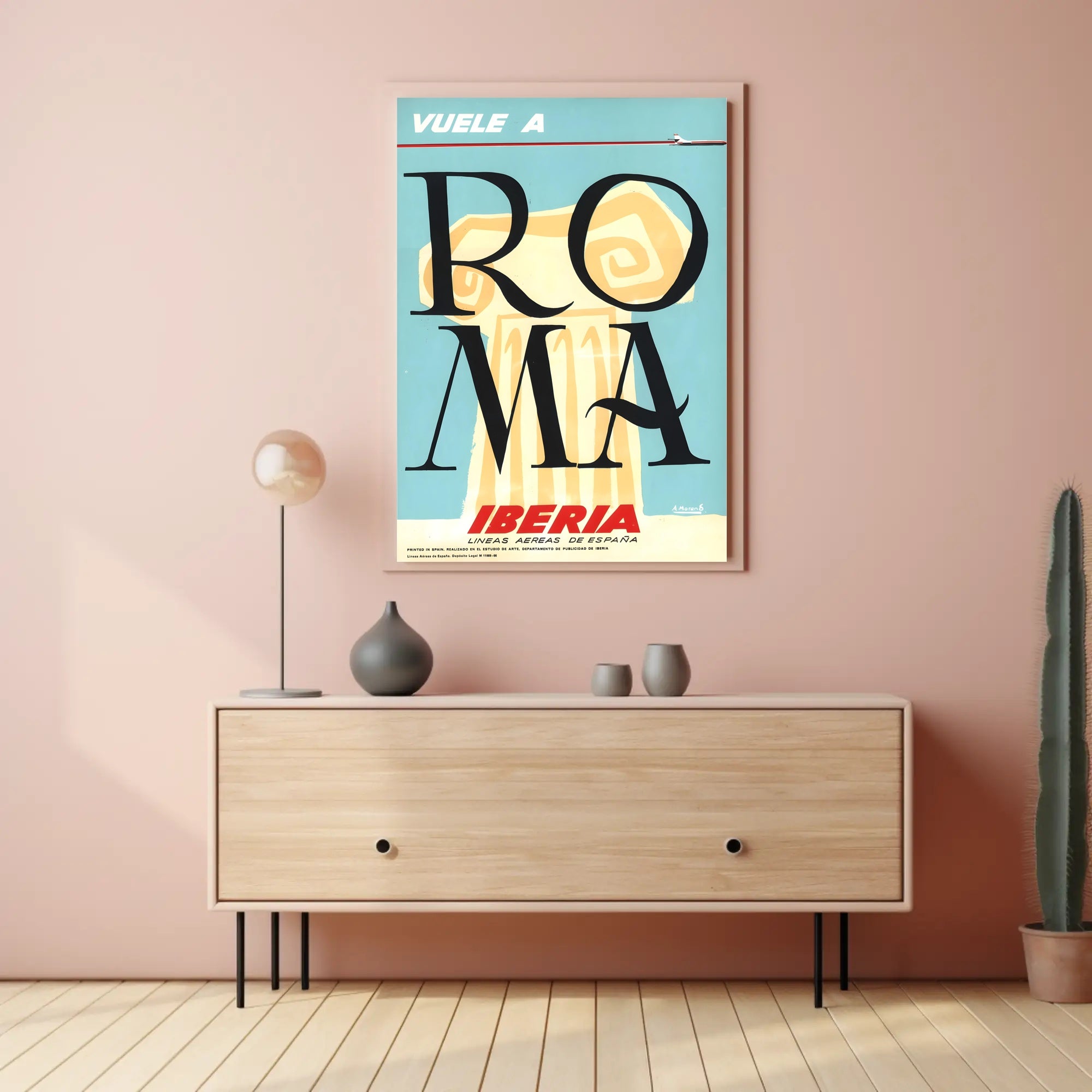 Fly to Rome with Iberia: Vintage Travel Poster PosterGoat
