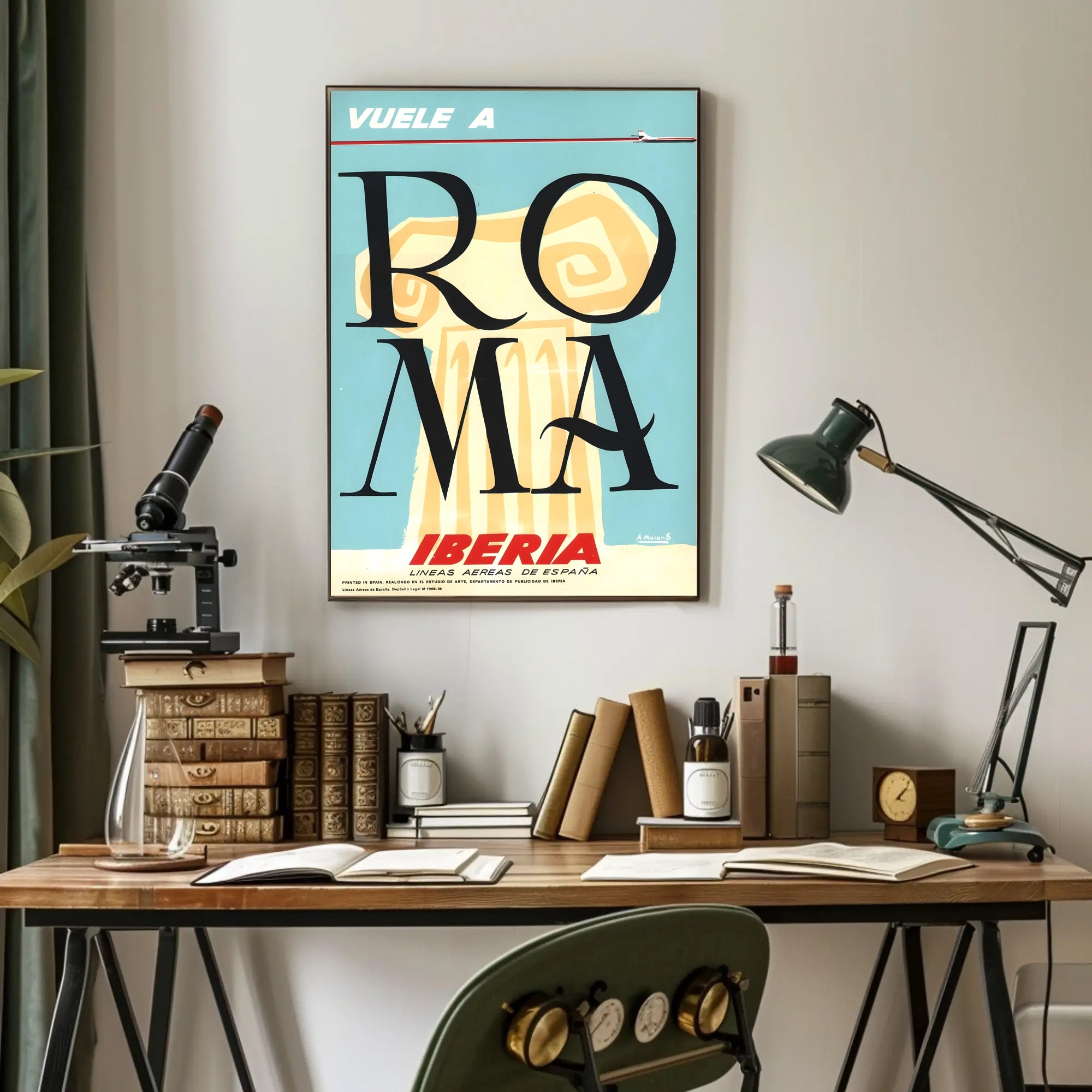 Fly to Rome with Iberia: Vintage Travel Poster PosterGoat