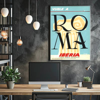 Fly to Rome with Iberia: Vintage Travel Poster PosterGoat