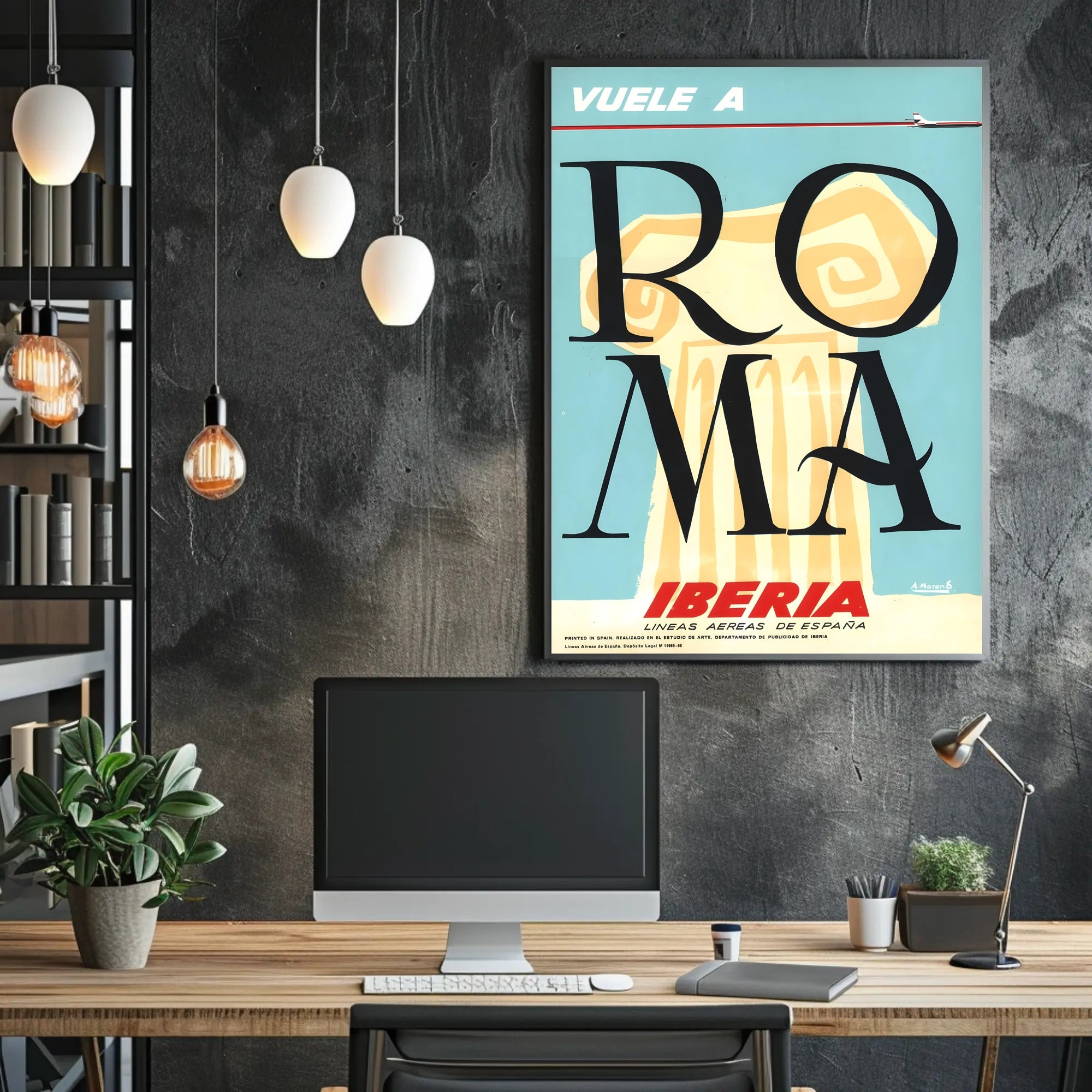 Fly to Rome with Iberia: Vintage Travel Poster PosterGoat