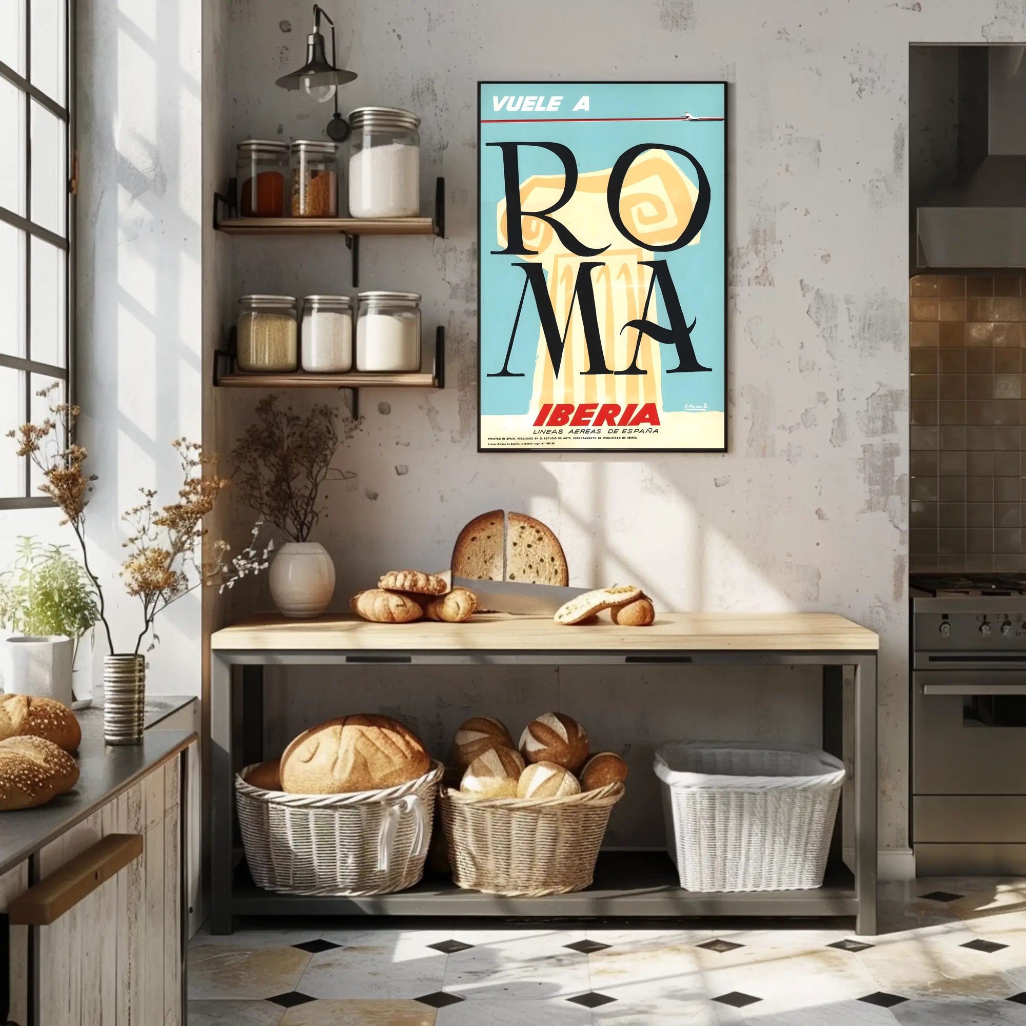 Fly to Rome with Iberia: Vintage Travel Poster PosterGoat