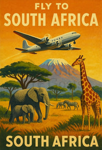 Fly to South Africa Vintage Travel Poster PosterGoat