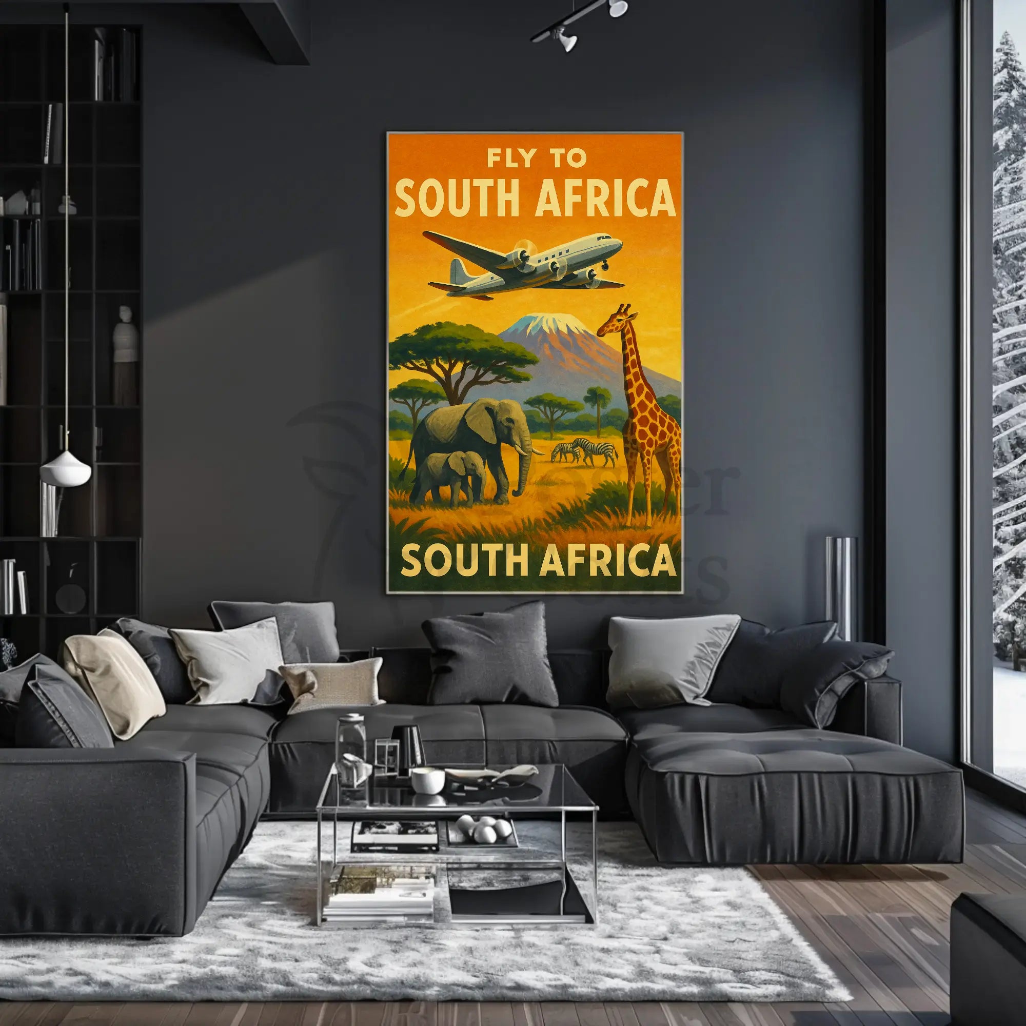Fly to South Africa Vintage Travel Poster PosterGoat