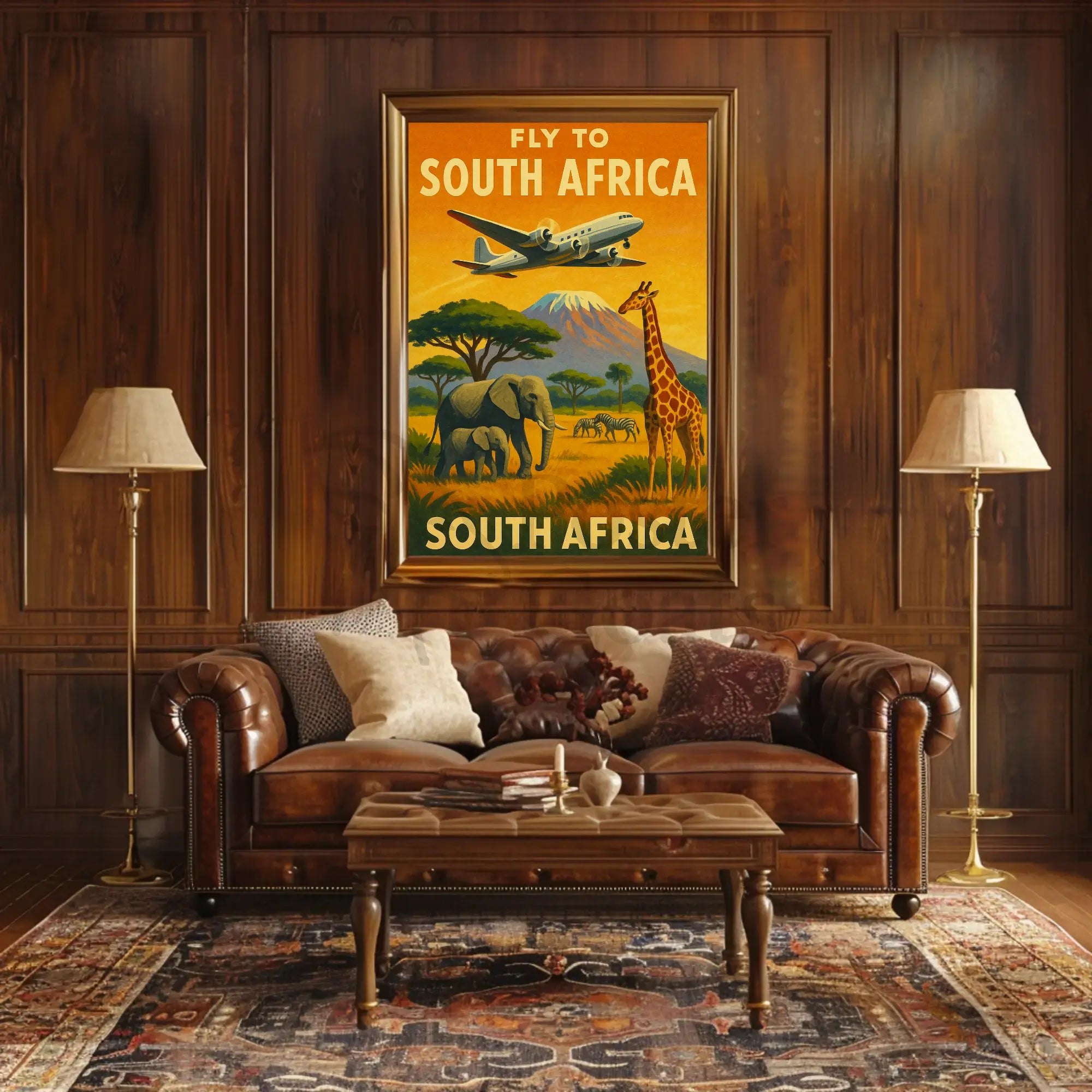 Fly to South Africa Vintage Travel Poster PosterGoat