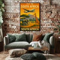 Fly to South Africa Vintage Travel Poster PosterGoat