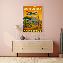 Fly to South Africa Vintage Travel Poster PosterGoat