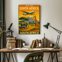 Fly to South Africa Vintage Travel Poster PosterGoat