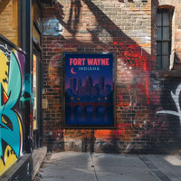 Fort Wayne Nightscape Urban Travel Poster PosterGoat