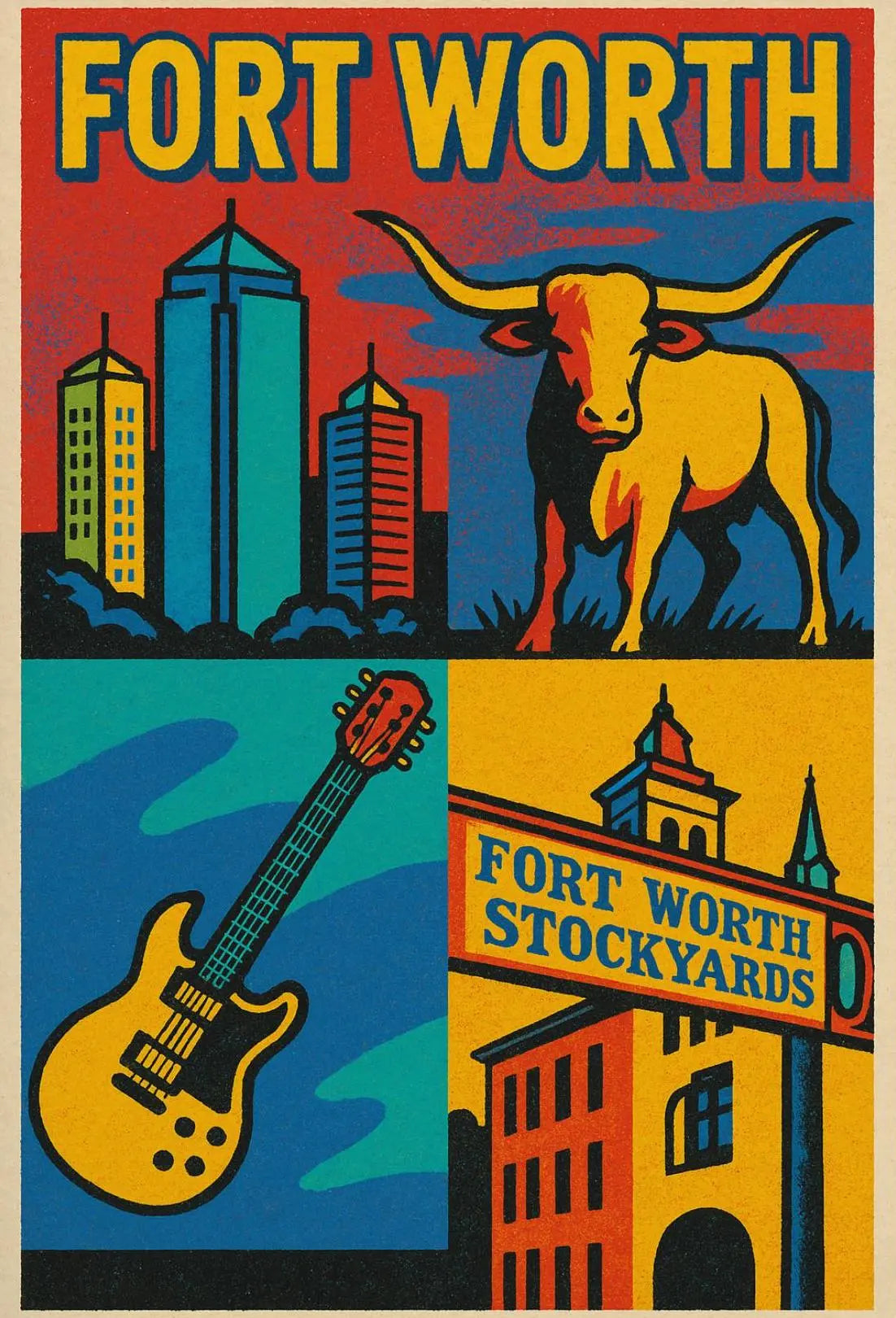 Fort Worth Vintage Heritage Travel Poster PosterGoat