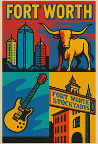 Fort Worth Vintage Heritage Travel Poster PosterGoat
