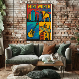 Fort Worth Vintage Heritage Travel Poster PosterGoat