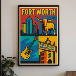 Fort Worth Vintage Heritage Travel Poster PosterGoat