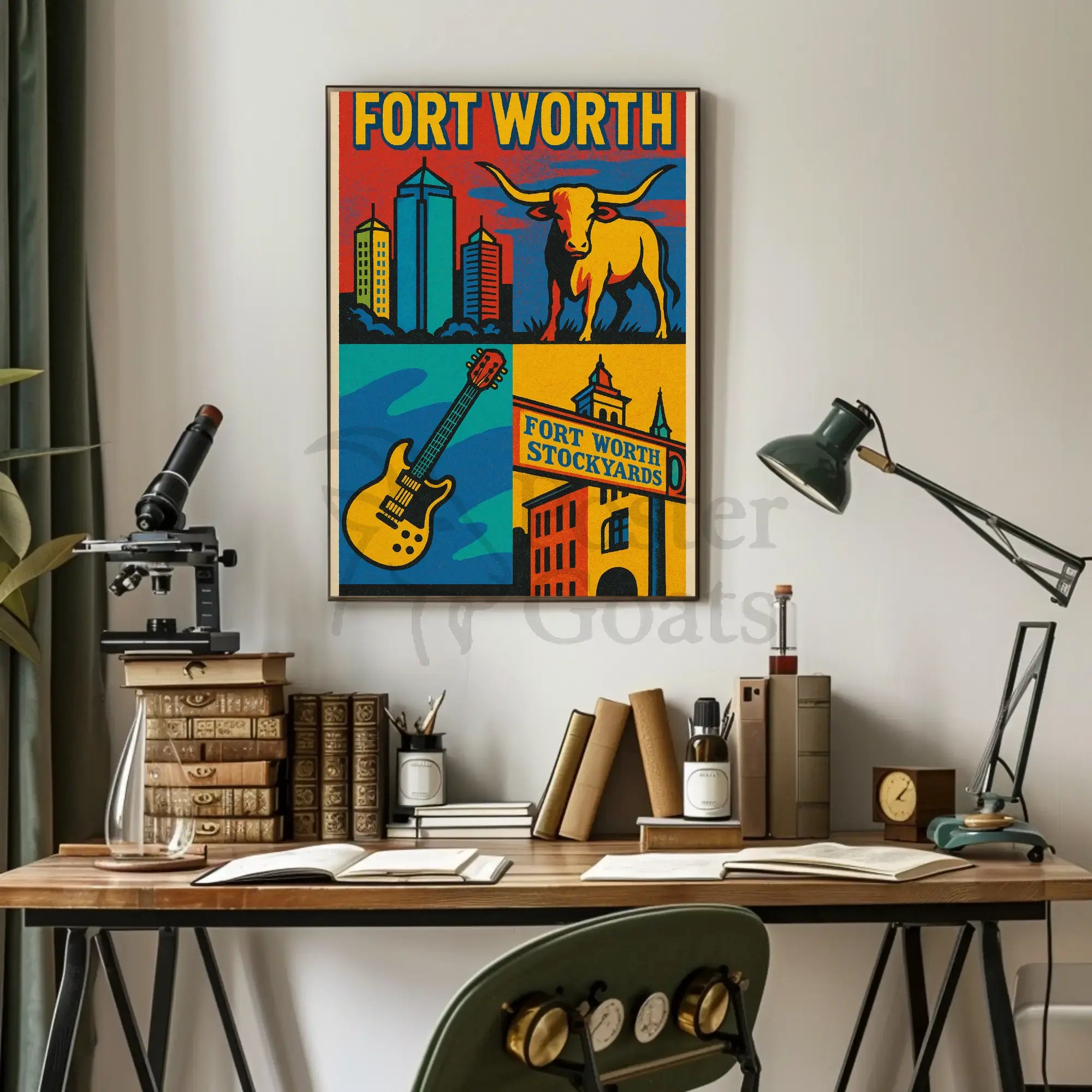 Fort Worth Vintage Heritage Travel Poster PosterGoat
