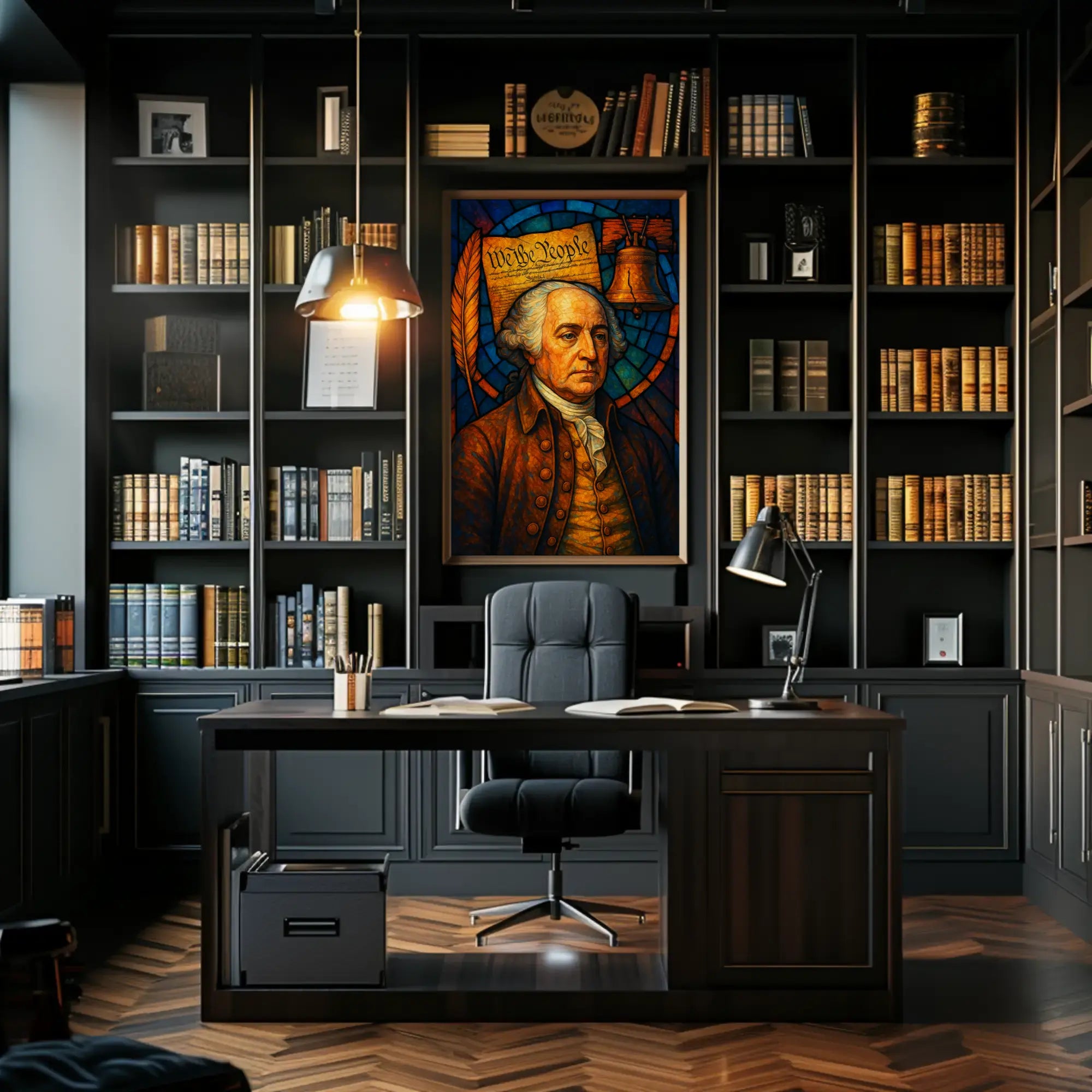 Founding Father Legacy Stained Glass Historical or Presidential Poster PosterGoat