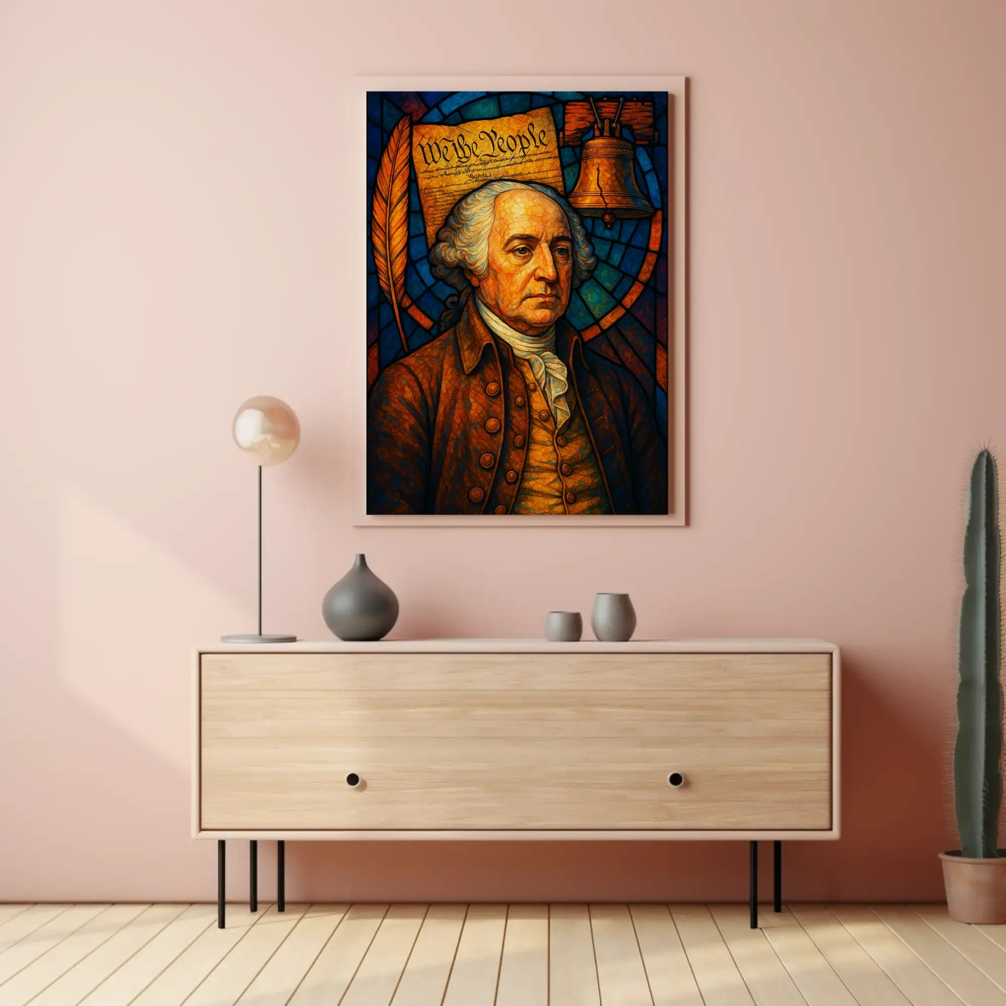 Founding Father Legacy Stained Glass Historical or Presidential Poster PosterGoat