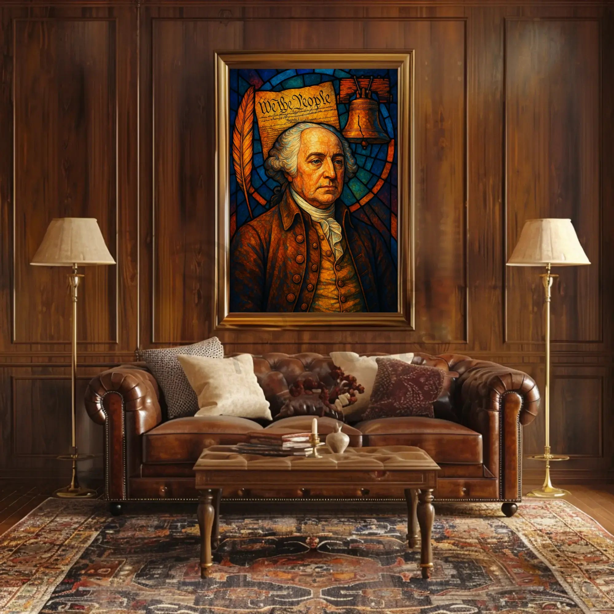 Founding Father Legacy Stained Glass Historical or Presidential Poster PosterGoat