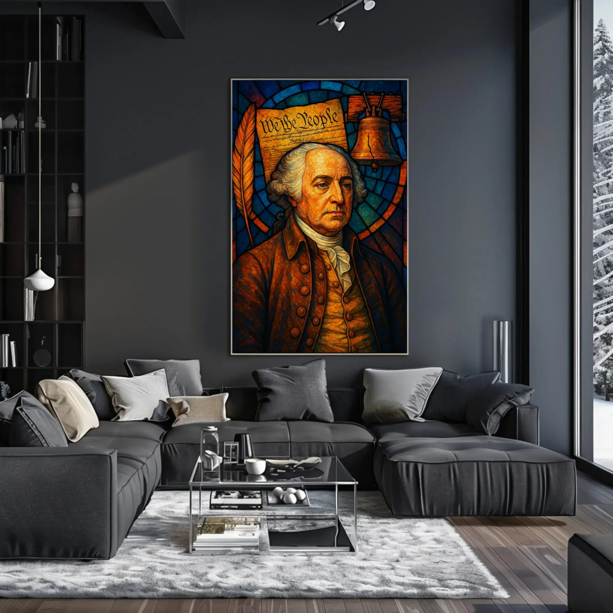 Founding Father Legacy Stained Glass Historical or Presidential Poster PosterGoat