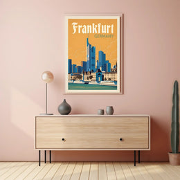 Frankfurt Skyline Retro Travel Poster PosterGoat