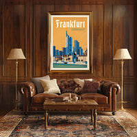Frankfurt Skyline Retro Travel Poster PosterGoat