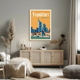 Frankfurt Skyline Retro Travel Poster PosterGoat