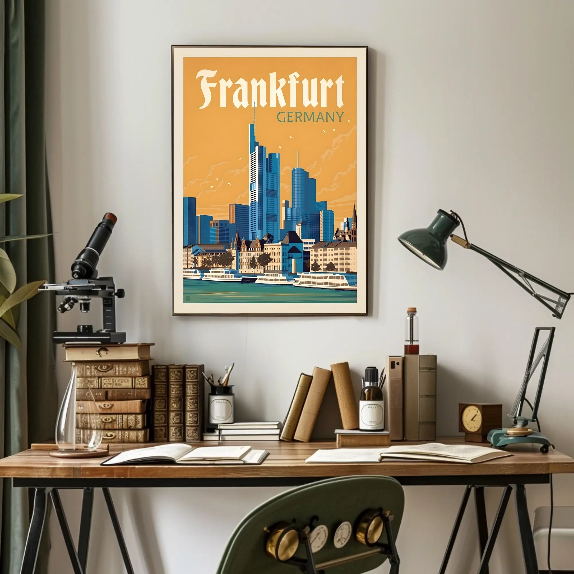 Frankfurt Skyline Retro Travel Poster PosterGoat