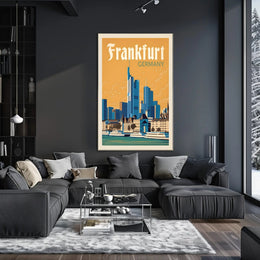 Frankfurt Skyline Retro Travel Poster PosterGoat