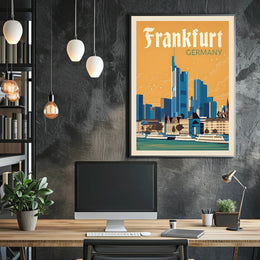 Frankfurt Skyline Retro Travel Poster PosterGoat